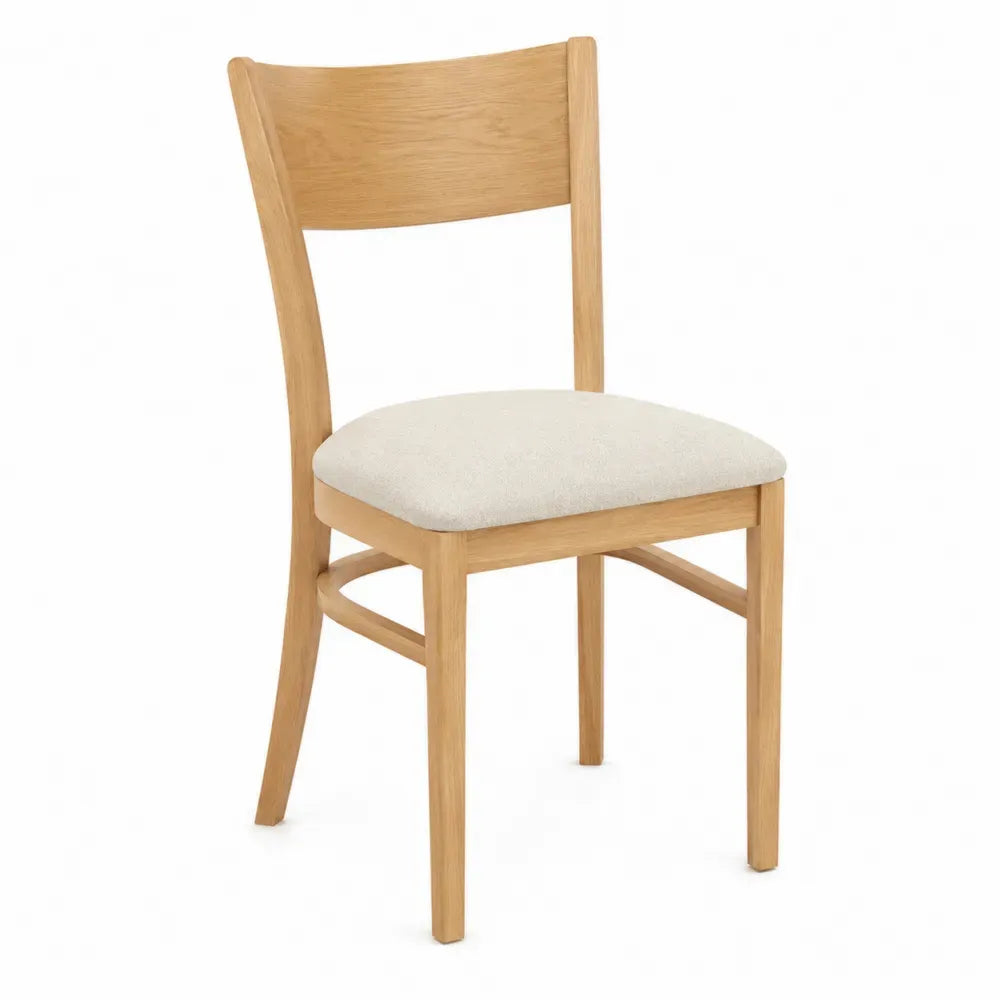 silla de comedor de madera maciza con asiento acolchado tejido beige 48 cm x 52 cm x 85 cm