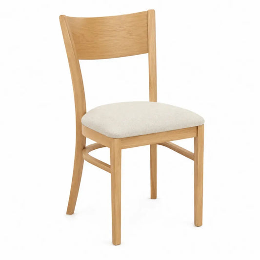 silla de comedor de madera maciza con asiento acolchado tejido beige 48 cm x 52 cm x 85 cm
