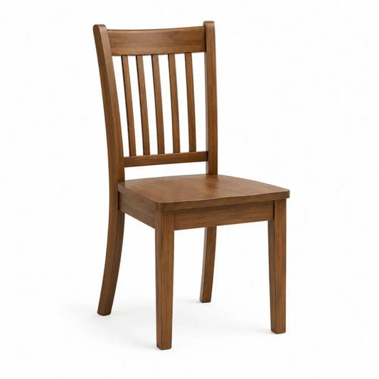 Silla de comedor de madera maciza de roble marrón con respaldo de listones 45 x 52 x 85 cm